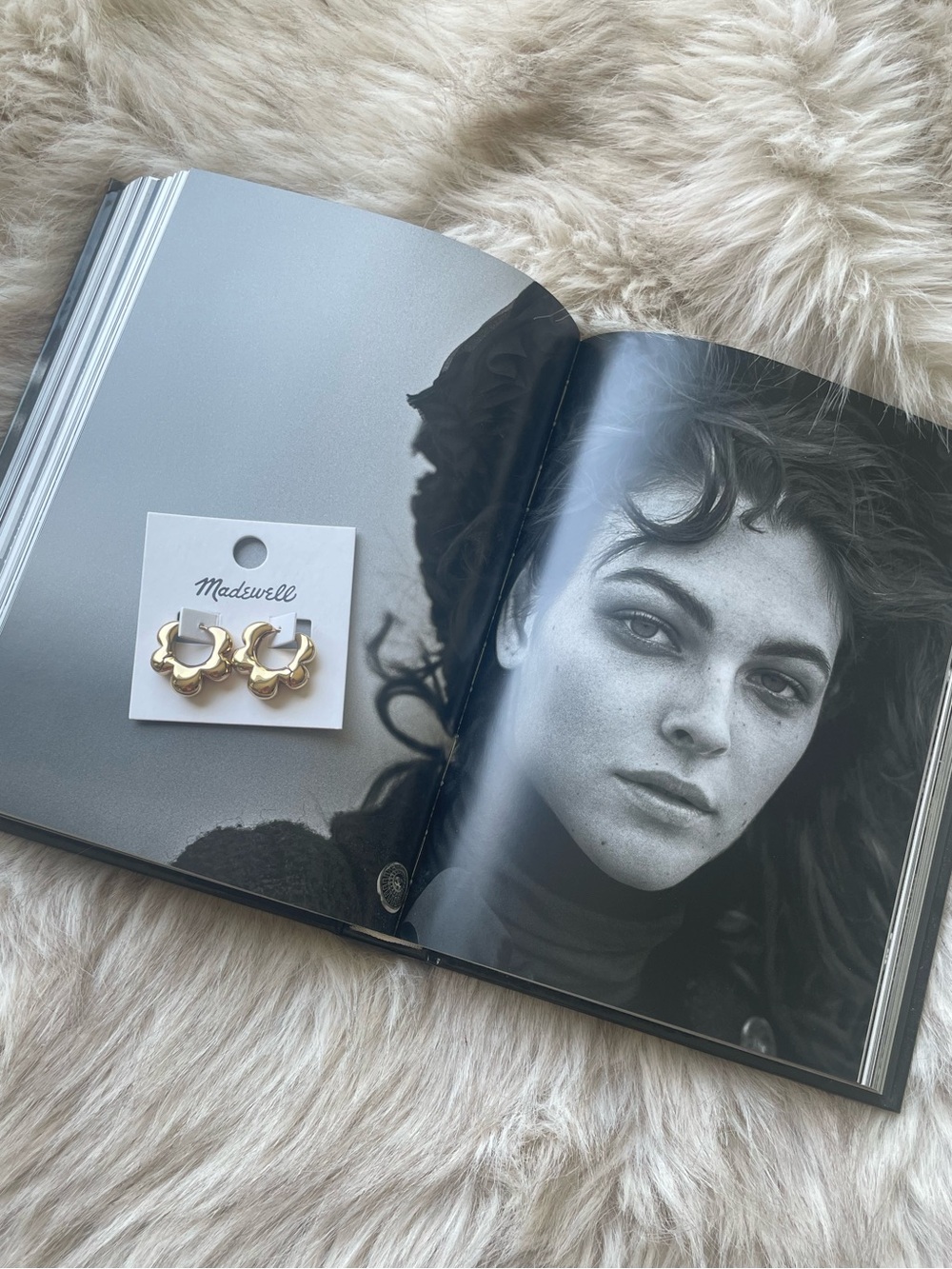 Madewell Sculpted Floral Gold Statement Hoop Earrings
